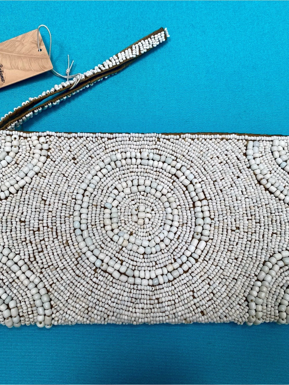 Tommy Bahama White Beaded Wristlet Clutch